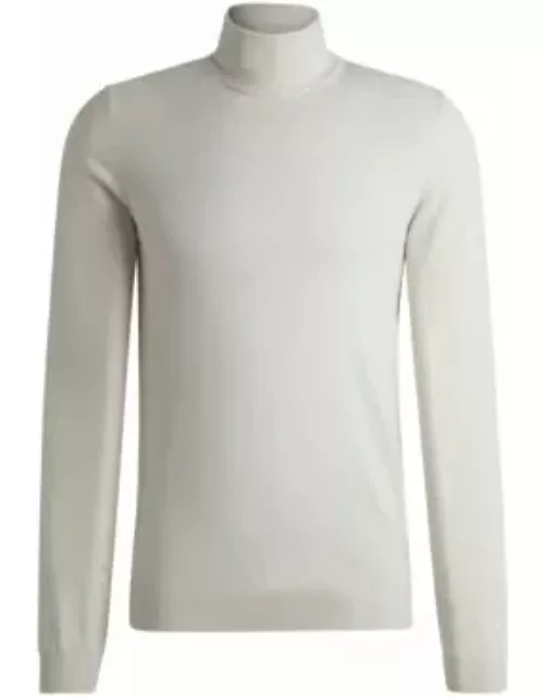 Regular-fit rollneck sweater in wool- White Men's Sweater