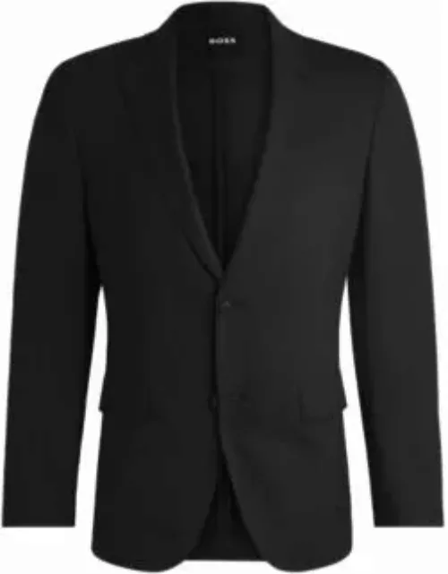 Slim-fit suit in micro-patterned performance-stretch wool- Black Men's Business Suit