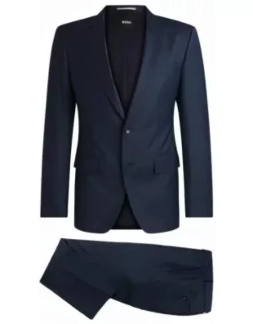 Slim-fit suit in micro-patterned wool- Light Blue Men's Business Suit