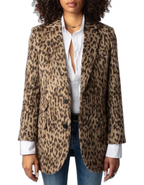 Violet Soft Wild Leopard-Print Blazer