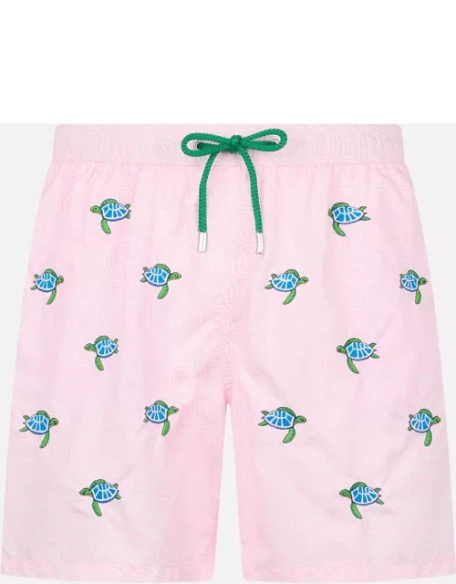 MC2 Saint Barth Man Lightweight Fabric Swim-shorts Lighting With Sea Turtles Embroidery