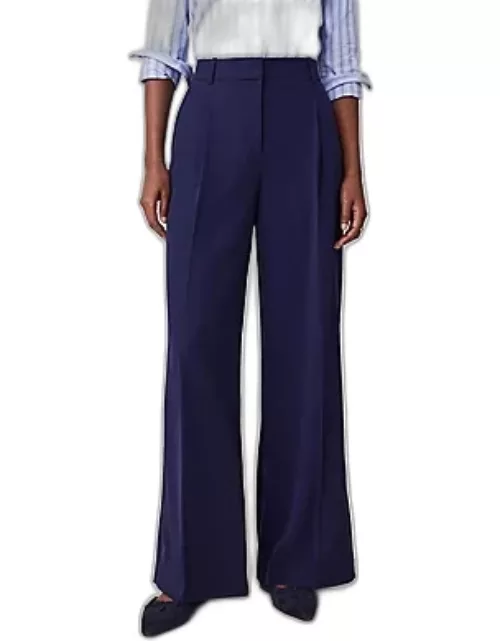 Ann Taylor The High Rise Pleated Wide Leg Pant in Textured Drape - Curvy Fit