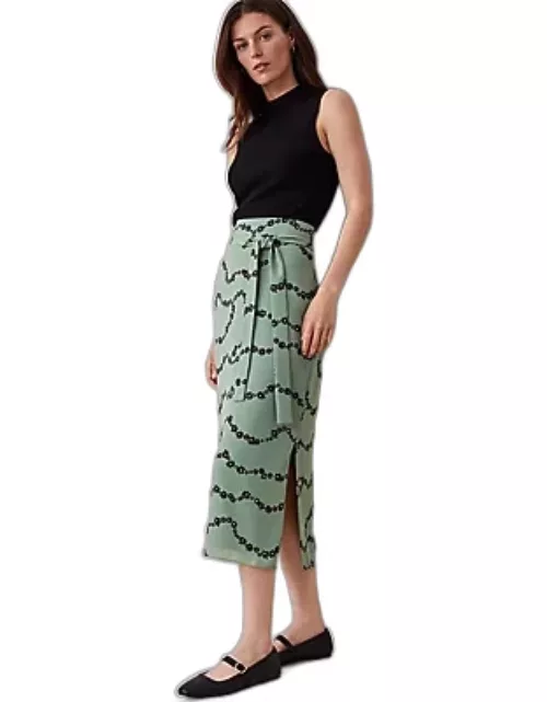 Ann Taylor Petite Tie Waist Floral Column Skirt