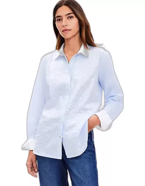 Loft Sequin End On End Cotton Relaxed Shirt