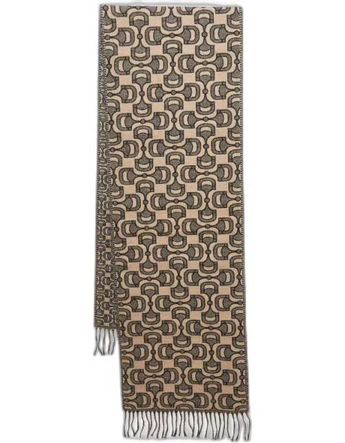 Gucci Brown Dubly Horsebit Pattern Scarf