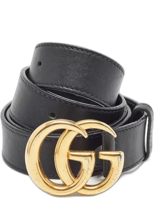 Gucci Black Leather GG Marmont Buckle Belt 90 C