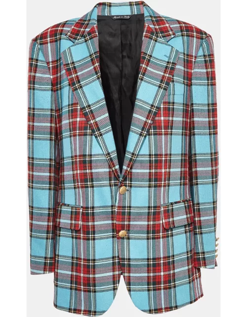 Moschino Cheap and Chic Vintage Blue Tartan Check Twill Blazer