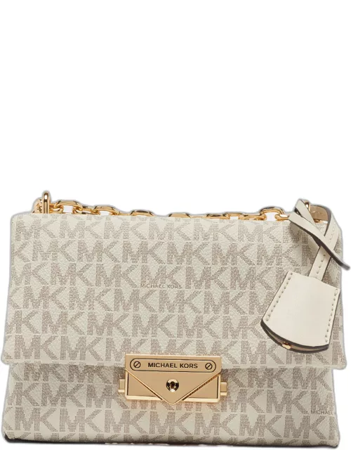 Michael Kors Cream Signature Coated Canvas and Leather Small Cece Shoulder Bag