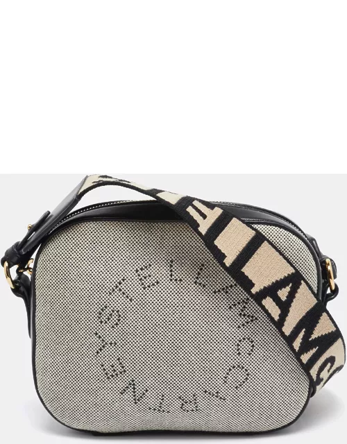Stella McCartney Black/White Logo Canvas and Leather Camera Crossbody Bag