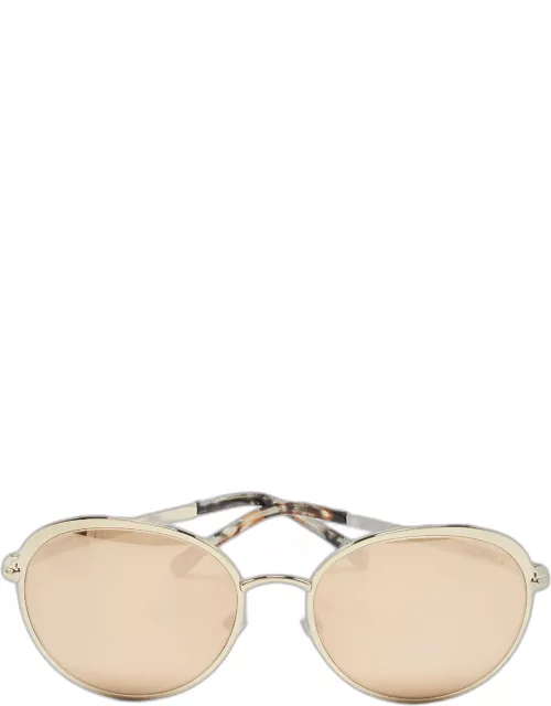 Chanel Gold Mirrored 4206 Frame Round Sunglasse