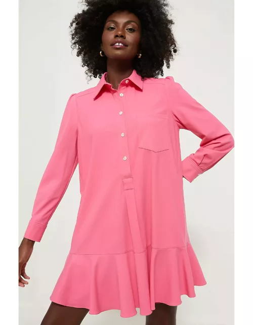 Hot Pink Crepe Callahan Shirt Dres
