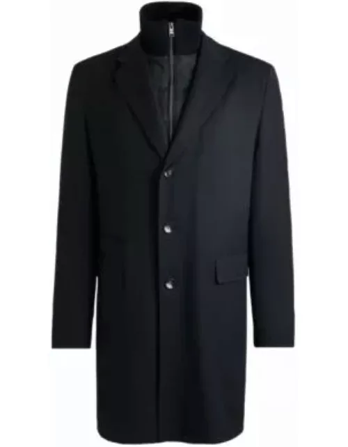 Water-repellent wool-blend coat with zip-up inner- Dark Blue Men's Formal Coat