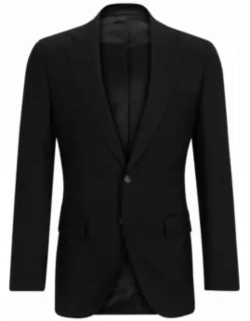 Slim-fit jacket in virgin wool with stretch- Black Men's Sport Coat