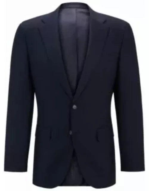 Slim-fit jacket in virgin wool with stretch- Dark Blue Men's Sport Coat