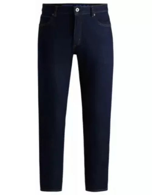 Tapered-fit jeans in dark-blue stretch denim- Dark Blue Men's Jean