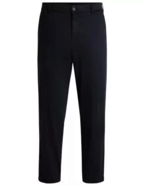 Tapered-fit regular-rise trousers in stretch twill- Dark Blue Men's Casual Pant