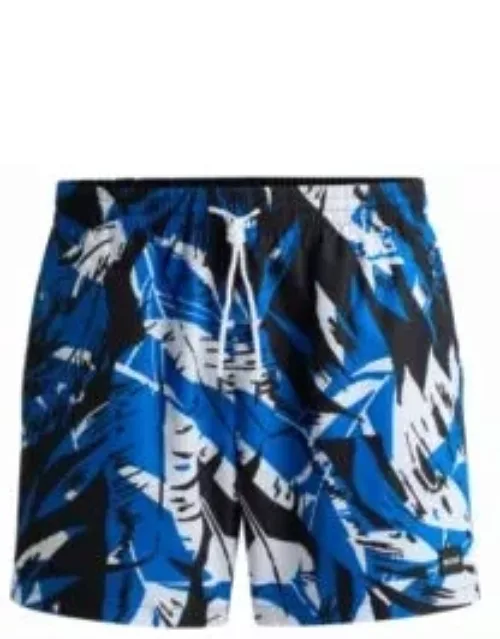Fully lined swim shorts with seasonal print- Blue Men's Swim Short