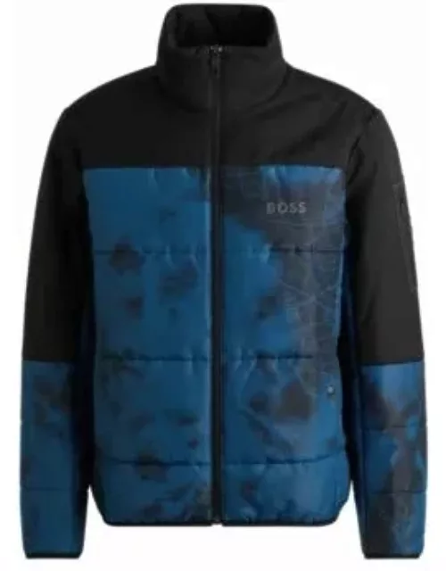 Water-repellent puffer jacket with logo print- Light Blue Men's Down Jacket