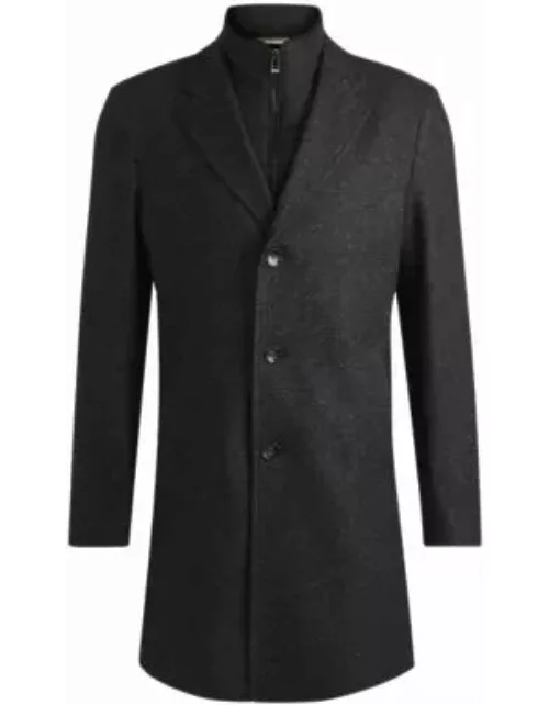 Slim-fit coat with detachable zip-up inner- Black Men's Formal Coat