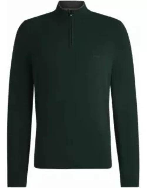 Virgin-wool regular-fit sweater with embroidered logo- Light Green Men's Sweater