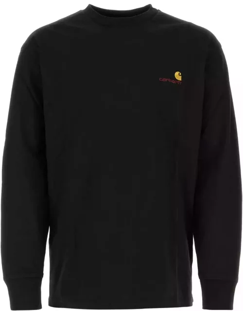 Carhartt Black Cotton L/s American Script T-shirt