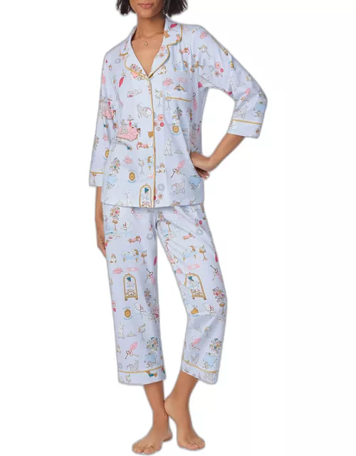 Cropped Organic Cotton Jersey Pajama Set