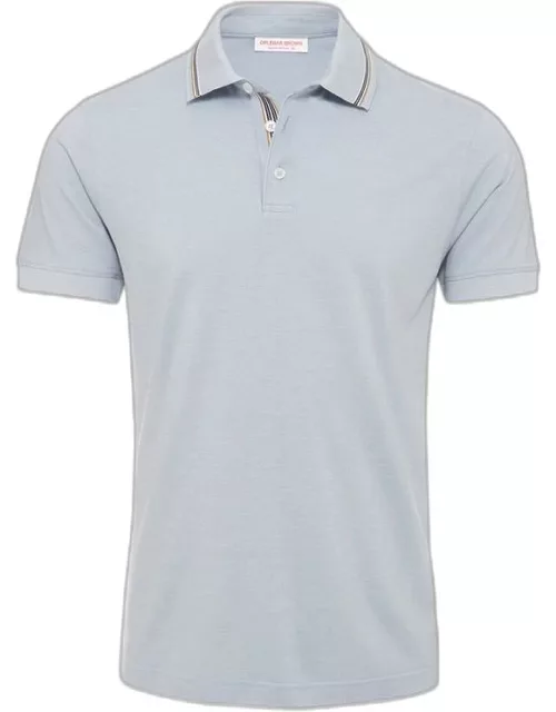 Dominic Tipping - Light Sky Pool Stripe Tipping Collar Classic Fit Polo Shirt