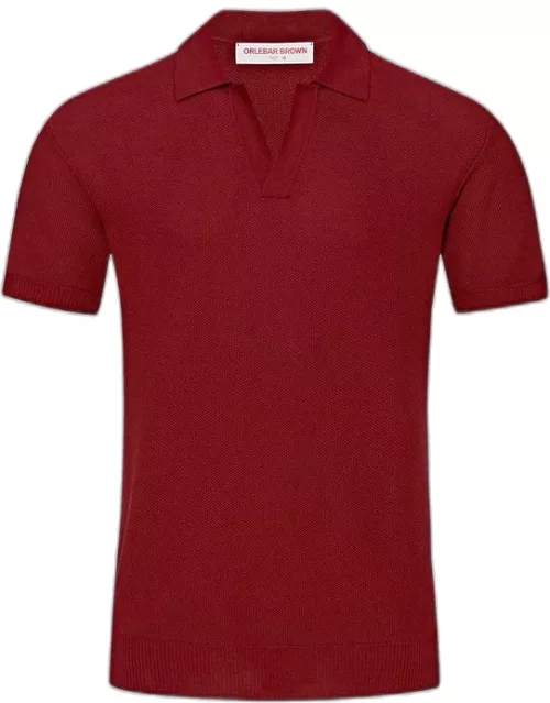 Horton Pique - Copper Red Tailored Fit Mercerised Cotton Polo Shirt