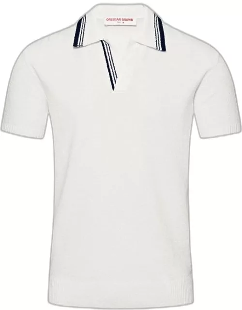 Horton - White Tailored Fit Boucle Stitch Polo Shirt