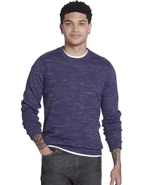 Awearness Kenneth Cole Men's Slim Fit Merino Wool Space Dye Crew Neck Sweater Purple