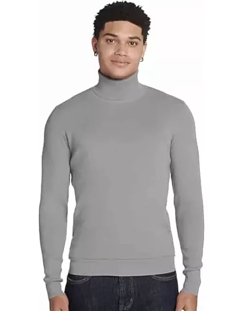 Awearness Kenneth Cole Men's Slim Fit Textured Turtleneck Sweater Medium Grey
