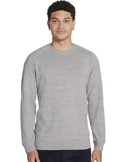Joseph Abboud Men's Modern Fit Heathered Jersey Raglan Crew Sweater Grey