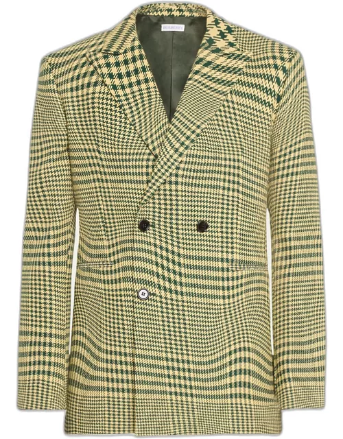 Men's Warped Check Wool Double-Breasted Sport Coat