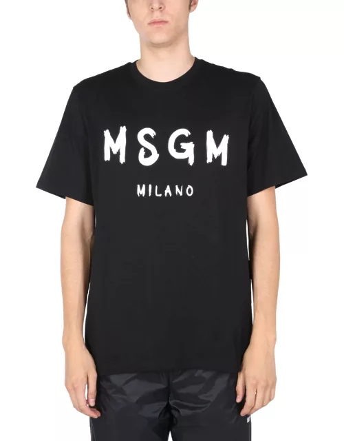 msgm t-shirt with brushed logo