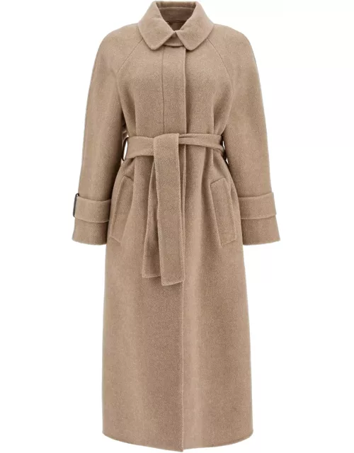 BRUNELLO CUCINELLI wool and cashmere coat with belt.