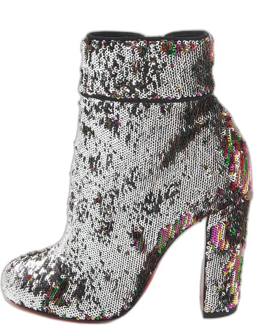 Christian Louboutin Multicolor Sequins Moulamax Round Toe Ankle Boot