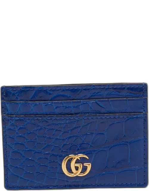 Gucci Blue Alligator GG Marmont Card Holder