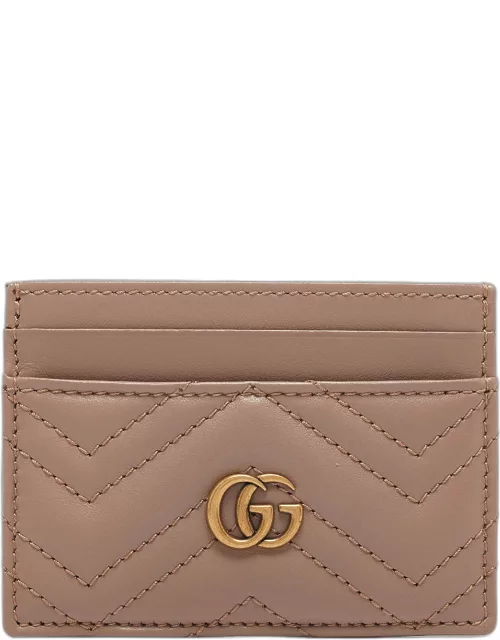 Gucci Dusty Pink Matelassé Leather GG Marmont Card Holder