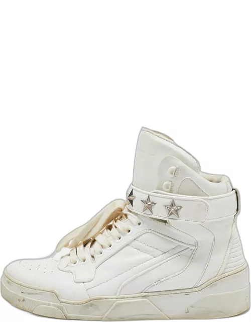 Givenchy White Leather Star Embellished High Top Sneaker