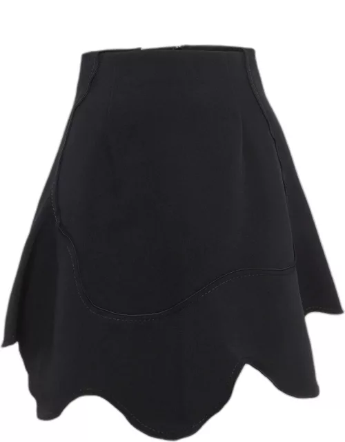 Sportmax Black Crepe Asymmetric Mini Skirt