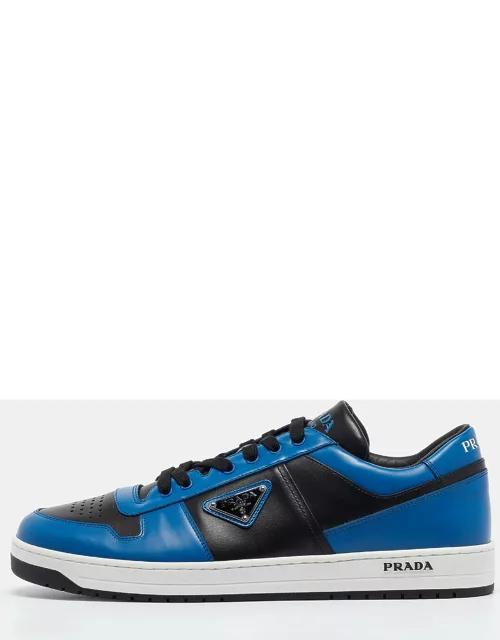 Prada Blue/Black Leather Downtown Low-Top Sneaker