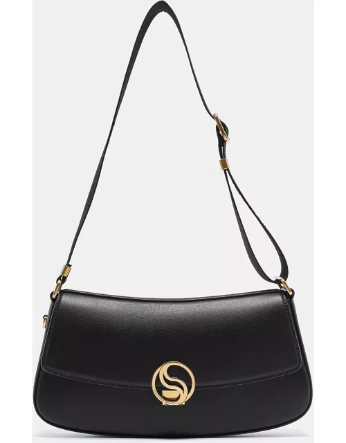 Stella McCartney Black Leather S-Wave Shoulder Bag