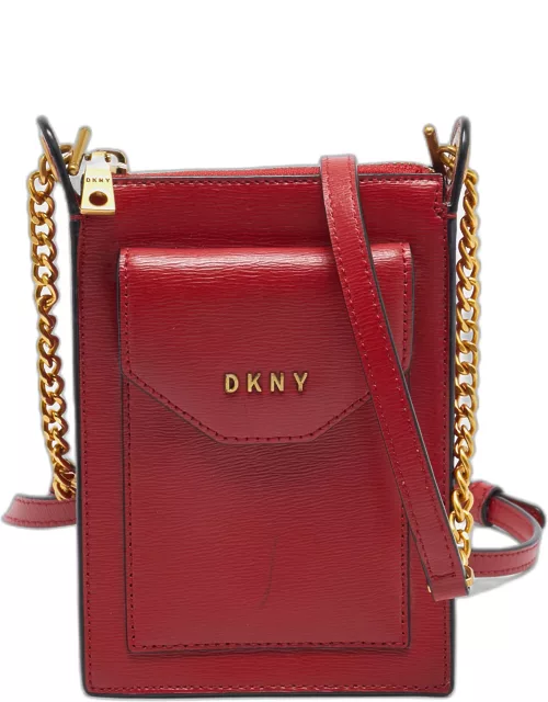 DKNY Red Leather Alexa Phone Crossbody Bag