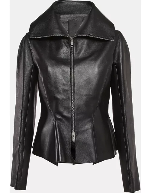 Givenchy Black Leather Peplum Zip Up Leather Jacket