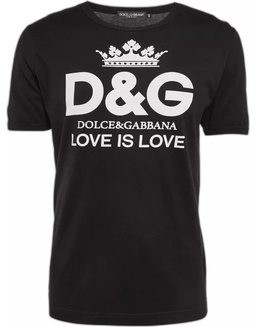 Dolce & Gabbana Black Printed Cotton Knit T-Shirt