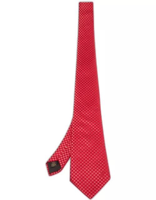 Louis Vuitton Red Silk Lv Micro Damier Tie
