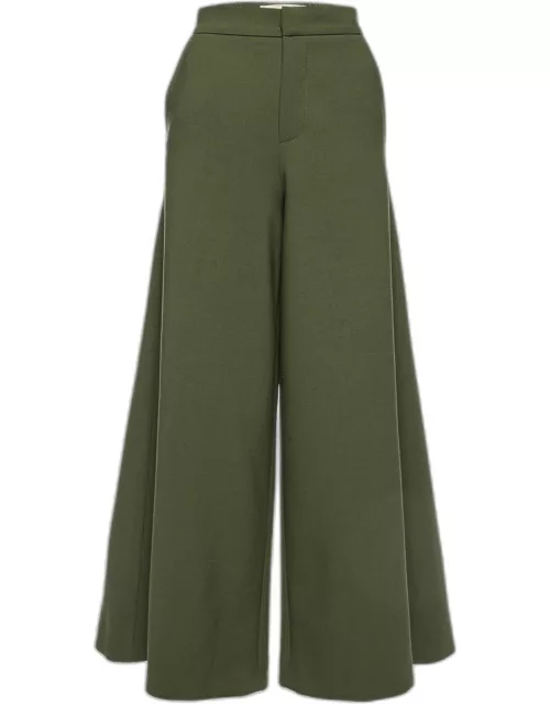 Marni Green Wool Wide Legs Culotte Pants