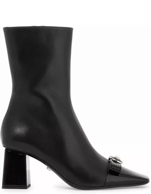 VERSACE gianni ribbon leather ankle boots with