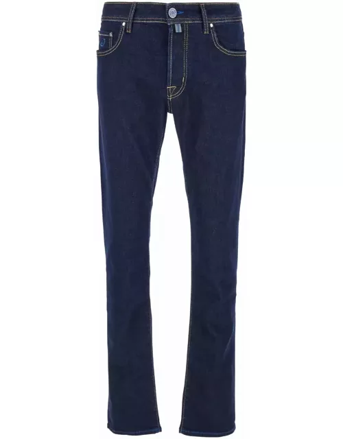 Jacob Cohen Blue Slim Five Pocket Jeans In Stretch Denim Man