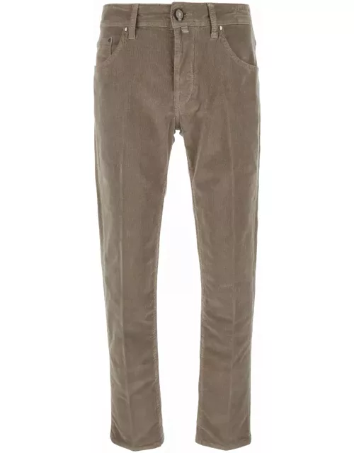 Jacob Cohen scott Grey Slim Jeans With Logo Patch In Corduroy Man